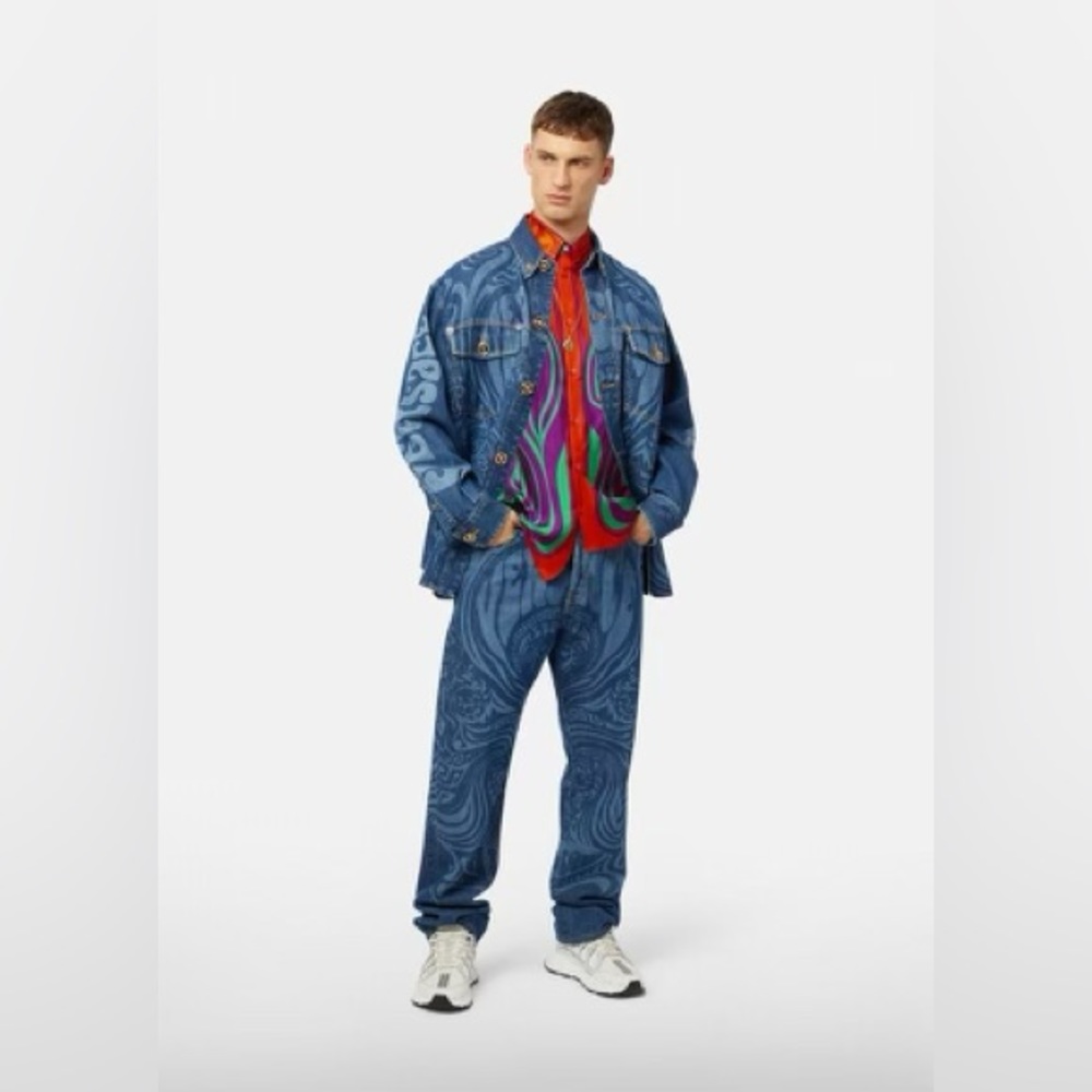 Versace Medusa Music Long Sleeve Button-Up Silk Shirt - Picture 3 of 12